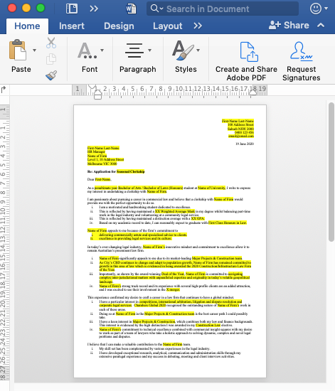 Cover letter australia deals
